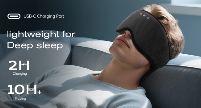 3D Sleep Mask with Bluetooth Headphones, Sleeping Headphones for Side Sleepers