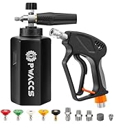 PWACCS Pressure Washer Gun with Foam Cannon, Short Pressure Washer Gun with Swivel, Foam Cannon f...