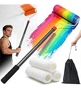 Paint Roller Brush Kit, 6 FT Paint Roller Extension Poles Multi-Function Paint Roller Kit with Br...