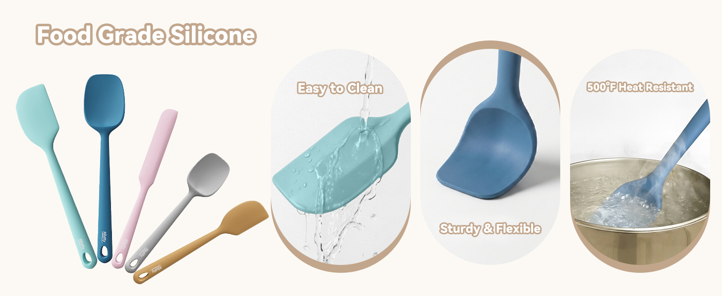 Silicone utensils for cooking, kitchen spatula set silicone, silicone bowl scraper, mixing spoons