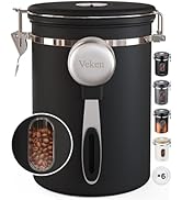Veken Coffee Canister with Window,Airtight Stainless Steel Kitchen Food Storage Container Lover G...