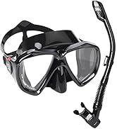 Snorkel Set Adult Snorkeling Gear Anti-Fog Panoramic Scuba Diving Mask and Dry Snorkel Tempered G...