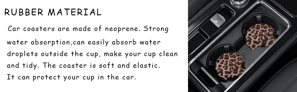 car coasters leopard car cup holder coaster for drinks neoprene rubber cup pad mat for women for men