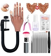 Saviland Practice Hand for Acrylic Nails, Flexible Moveable Fake Hands, Manicure Trainng Hand Nai...