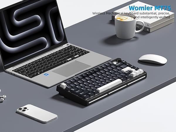 75% Wireless Mechanical Gaming Keyboard Bluetooth 5.0/2.4GHz/USB C Thocky Creamy Keyboard