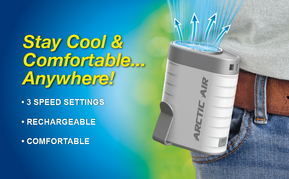 Arctic Air Breeze Jet: Stay Cool &amp;amp; Comfortable - 3 speeds, rechargeable