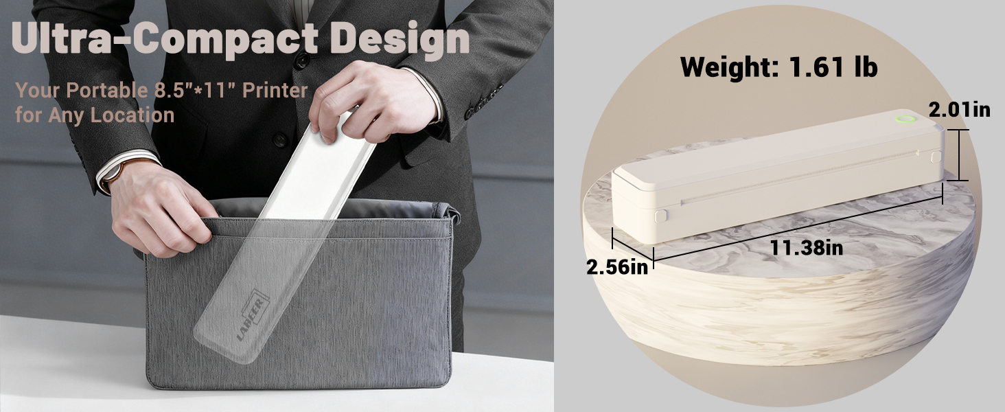 Ultra-Compact Design: Your Portable 8.5&amp;#34;x11&amp;#34;; Printer for Any Location.