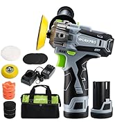 WORKPRO 12V Cordless Polisher, 3" Mini Car Detailing Buffer &amp; Sander Machine Kit with 2 Li-Ion Ba...