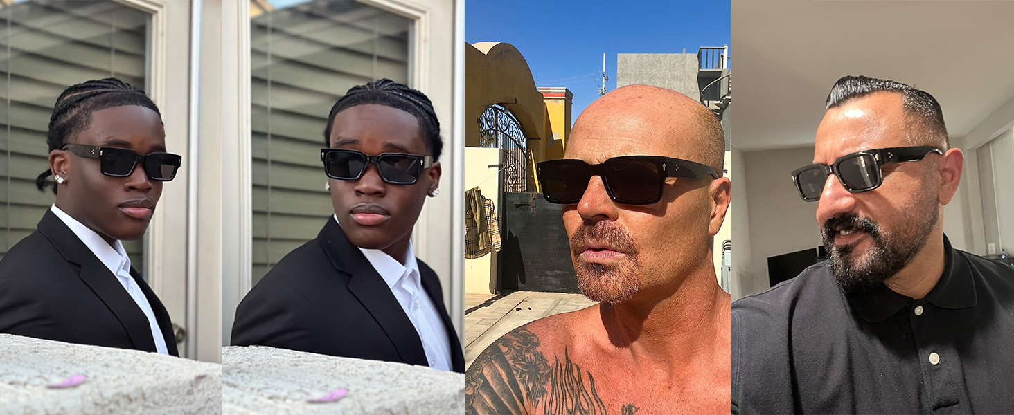 Trendy Chunky Rectangle Sun Glasses Black Shades