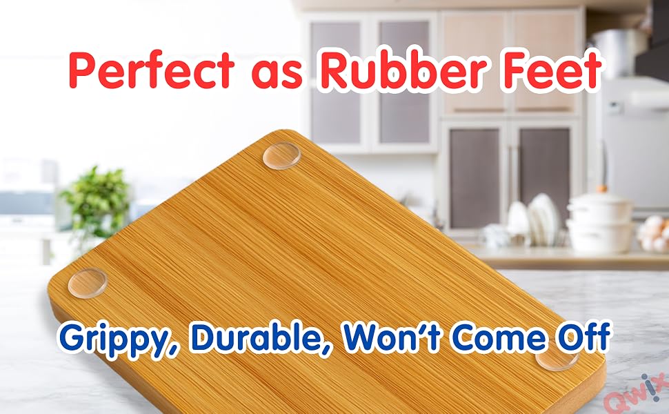 Rubber feet for cutting board – clear self-adhesive pads for stability and non-slip grip