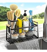 Housolution Sponge Holder for Kitchen Sink, 2-Tier Sink Caddy Organizer with Flexible High Brush ...