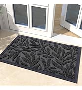 Smiry Front Door Mat Indoor Outdoor Entrance, Heavy Duty Natural Rubber Mat, Trap Dirt and Moistu...
