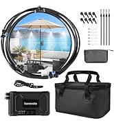 homenote Portable Misting System – 12,000mAh Pump, 20L Water Bucket, Misting Hose, 4 Brass Nozzle...