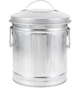 VILLCASE Mini Bucket Shaped Garbage Can, Small Galvanized Trash Bin with Lid, Metal Rubbish Bin, ...