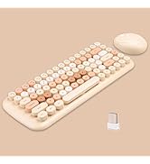 Cute Candy Color Compact Wireless Keyboard and Mouse Combo, 84 Multi-Color Typewriter Style Round...