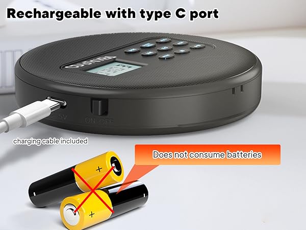 Rechargeable portable cd player