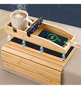 Joy&amp;Grace Couch Arm Tray, 3-in-1 Magnetic Detachable Couch Cup Holder, Bamboo Sofa Armrest Table ...