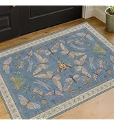 Blue 2x3 Kitchen Rugs Non Slip Washable, 0.25" Low Pile Stain &amp; Fade Resistant, Waterproof Indoor...