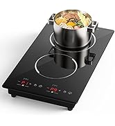 GIHETKUT Double Induction Cooktop,110V 2 Burner Induction Cooktop,2300W Electric Stove Top with I...