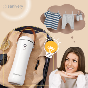 a woman is thinking how to dry baby's clothes