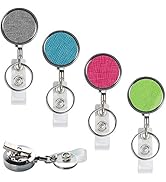 Teskyer 4 Pack Retractable Badge Holder Reel, Heavy Duty Retractable Badge Reels with Alligator C...
