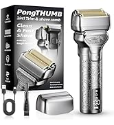 PongTHUMB Electric Razor for Men: Rechargeable Foil Shaver with Push-Up Trimmer for Face - Cordle...