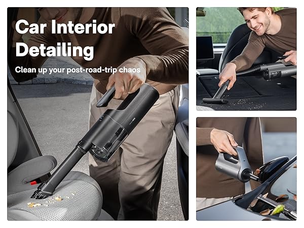 car vacuum for car interiors like seats, floor mats, dashboards, center console, tight crevices