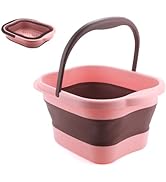 Collapsible Foot Spa Bath Soaking Tub for Girls Women, Inflatable Feet Soak Basin Bucket with Han...