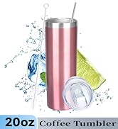 FristChoice 20 oz Skinny Tumblers with Lid and Straw,Stainless Steel Vacuum Insulated Tumbler Cup...