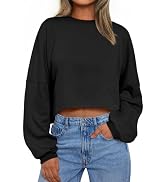 Trendy Queen Cropped Sweatshirts for Women Oversized Crewneck Sweaters Long Sleeve Tops Fall Wint...