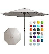 JEAREY 9FT Outdoor Patio Umbrella Outdoor Table Umbrella with Push Button Tilt and Crank, Market ...