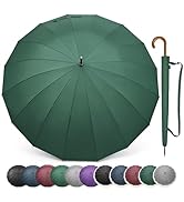 G4Free 54 Inch Large Windproof Umbrella for 2 Persons, 16 Ribs Auto Open Classic Wooden J Handle ...