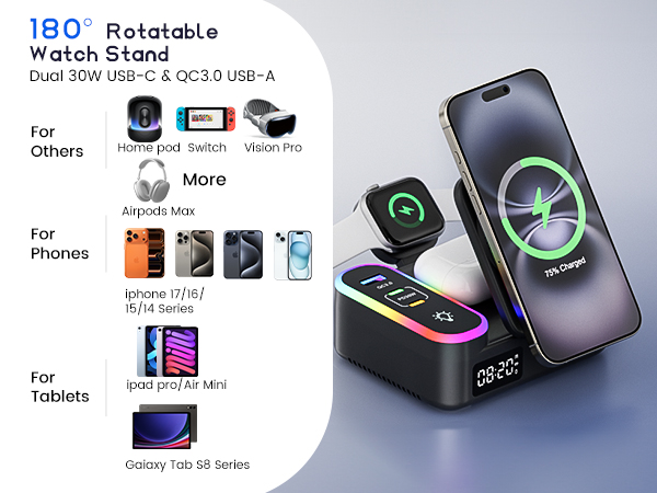 charging station 8 in 1 wireless charger multi device charger Apple