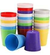Frcctre 24 Pack Plastic Kids Cups, 8 Oz Reusable Plastic Toddler Cups, Unbreakable Plastic Childr...