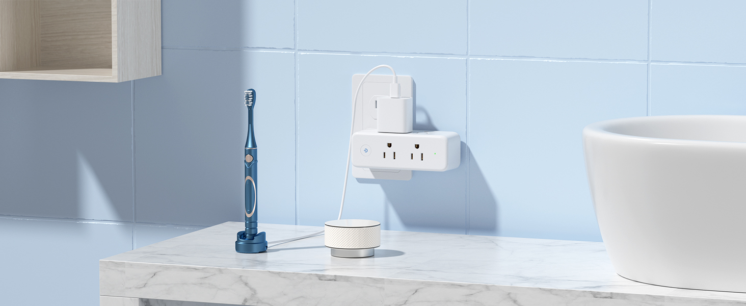 360 rotating multiple plug outlet for bathroom