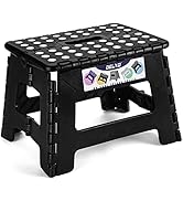 Delxo 9 Inch Folding Step Stool in Black,1 Pack Premium Heavy Duty Foldable Stool for Kids,Portab...