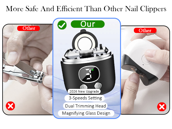 YunLuna electric nail clipper with light and magnifying glass, safe for seniors and poor sight