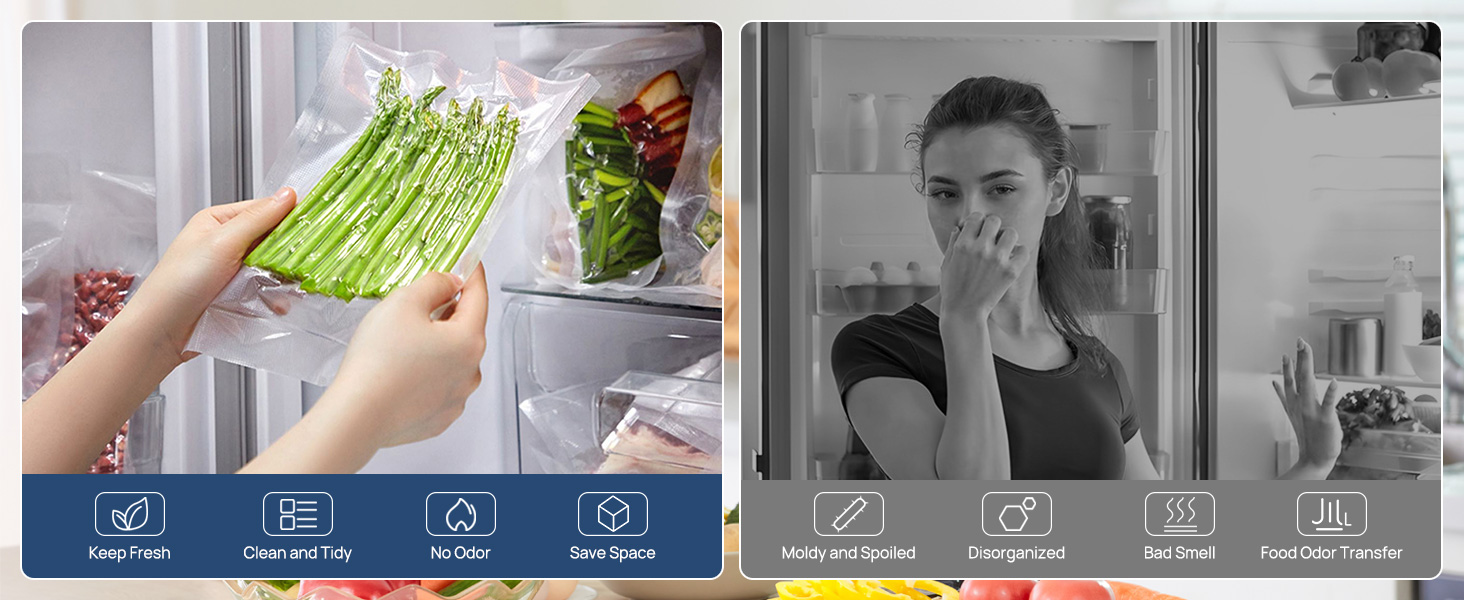 small vacuum sealer for food freezer before and after comparison