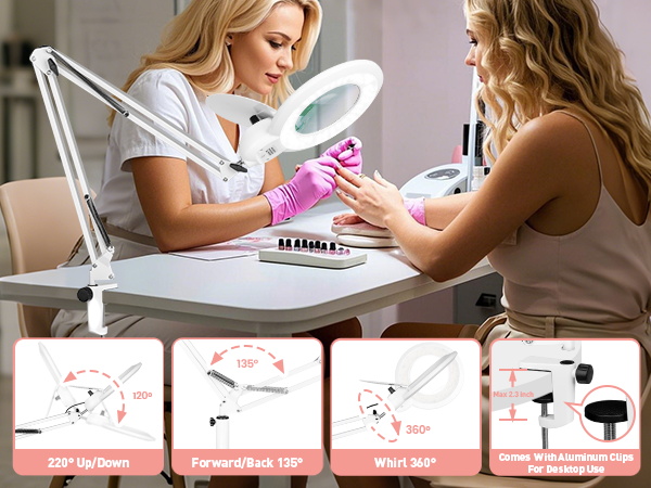 floor lamp with magnifying glass and light