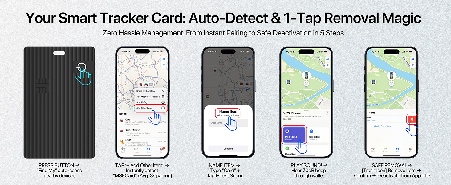 Your Smart Tracker Card: Auto-Detect &amp;amp; 1-Tap Removal Magic