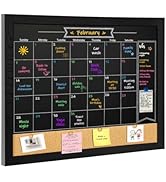 TORASO Magnetic Chalkboard Calendar Corkboard, Small Combination Chalk Board Bulletin Board, 13" ...