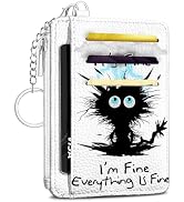 Hllwxrk Explosion Cat Credit Card Holder Small Wallet for Women, Slim RFID Wallet Front Pocket wi...