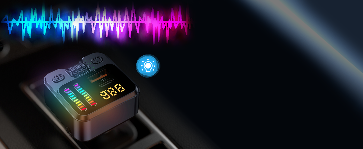 fm transmitter bluetooth music light