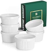 Bellemain Fluted Porcelain 10 oz Ramekins | French Onion Soup Bowls, Pot Pie Pans, Dessert Dishes...