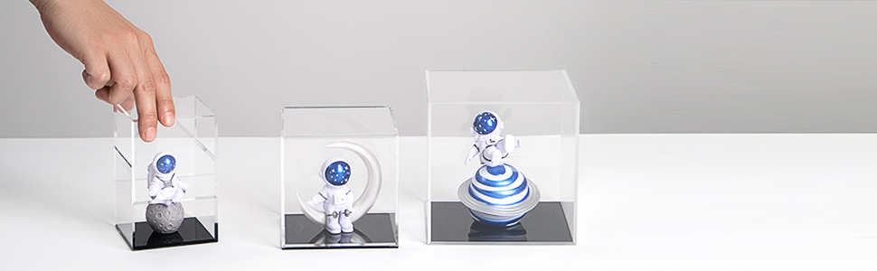 Kcgani Clear Acrylic Removable Box, Black Bottom