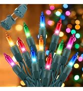 Multi-Colored Christmas Lights, 20FT 100 Count Incandescent Mini String Lights, Connectable Water...