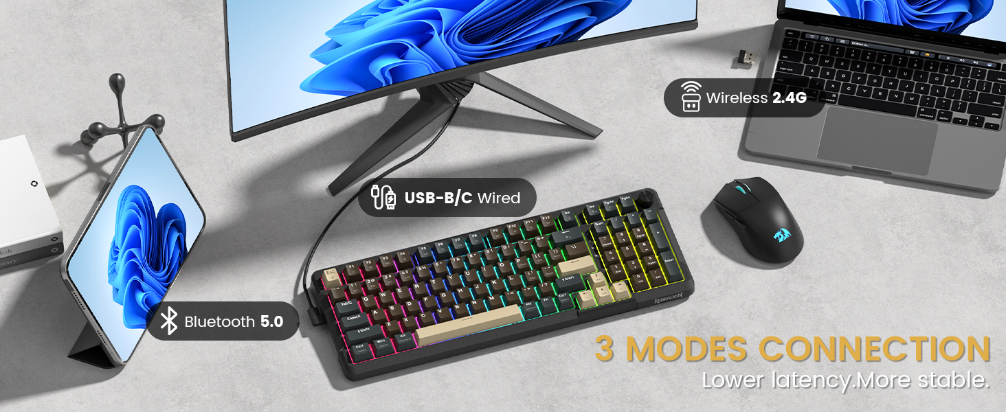 Redragon K742 Wireless Mechanical Gaming Keyboard with Knob