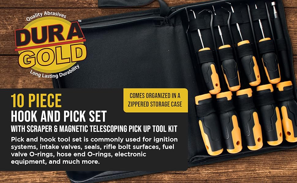 Dura-Gold 10-Piece Hook &amp;amp; Pick Set with Scraper &amp;amp; Magnetic Tool Kit for Auto &amp;amp; Electronics