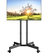 Perlegear Rolling TV Stand, Mobile TV Stand with Wheels for 32-70 inch TVs, Height Adjustable Mob...