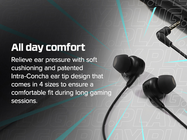 comfort soft cushioning intra-concha ear tip gaming game 